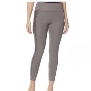 NEW! G by Giuliana GSculpt Faux Leather and Ponte Legging, Dark Gray